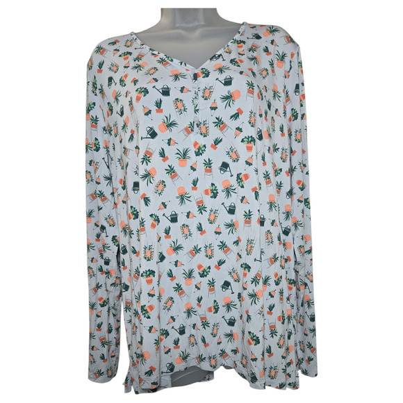 Duluth Trading Wom XXL Long Sleeve Top Gardening Plants Succulents Lounge Shirt - Picture 1 of 10